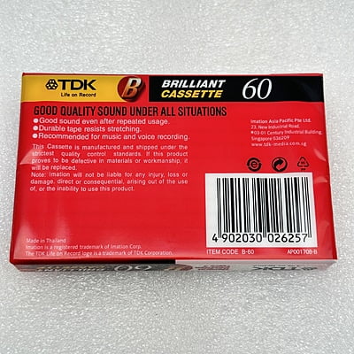 TDK - Audio Cassette 60 mins Type I - B-60