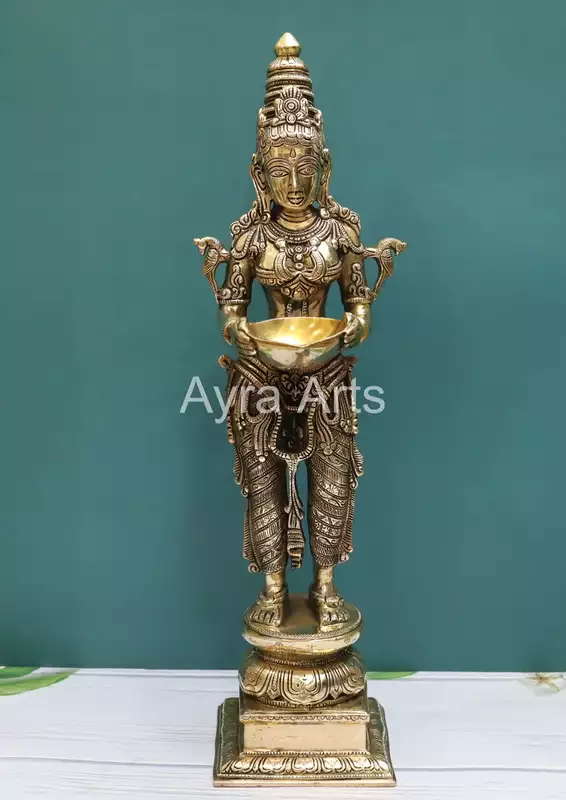 Brass Deepalakshmi Lamp Spiritual Home Temple Decor - 24 Inch Height