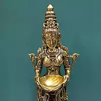 Brass Deepalakshmi Lamp Spiritual Home Temple Decor - 24 Inch Height