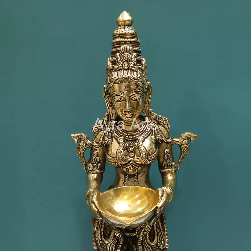 Brass Deepalakshmi Lamp Spiritual Home Temple Decor - 24 Inch Height