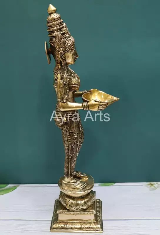Brass Deepalakshmi Lamp Spiritual Home Temple Decor - 24 Inch Height