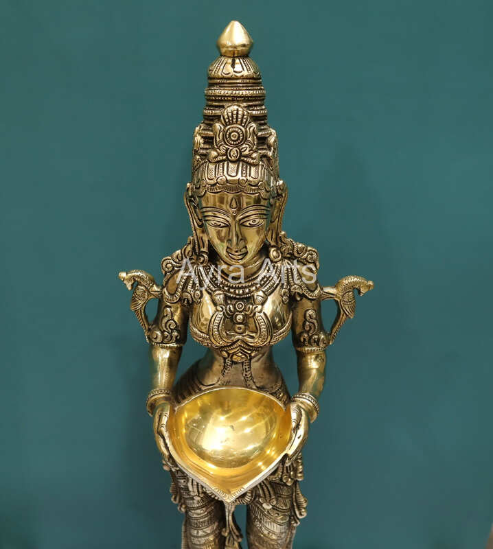 Brass Deepalakshmi Lamp Spiritual Home Temple Decor - 24 Inch Height