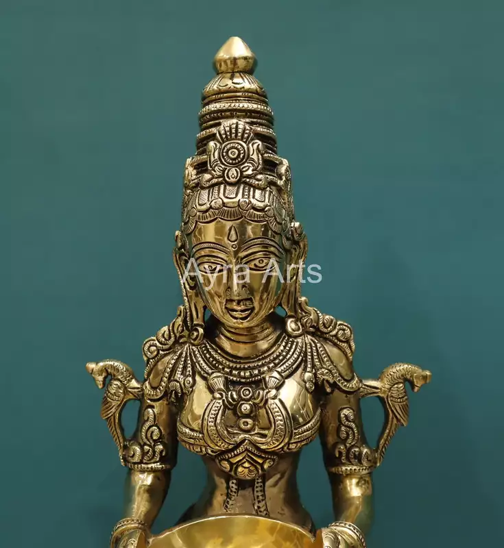 Brass Deepalakshmi Lamp Spiritual Home Temple Decor - 24 Inch Height