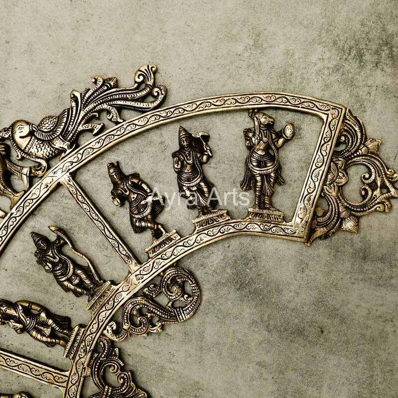 Pure Brass Vishnu Dashavatar Dasavatharam Wall Hanging - 18 Inch Height