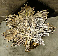 Brass Leaf Design Stool - 16 Inch Height