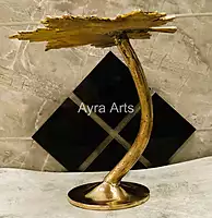 Brass Leaf Design Stool - 16 Inch Height
