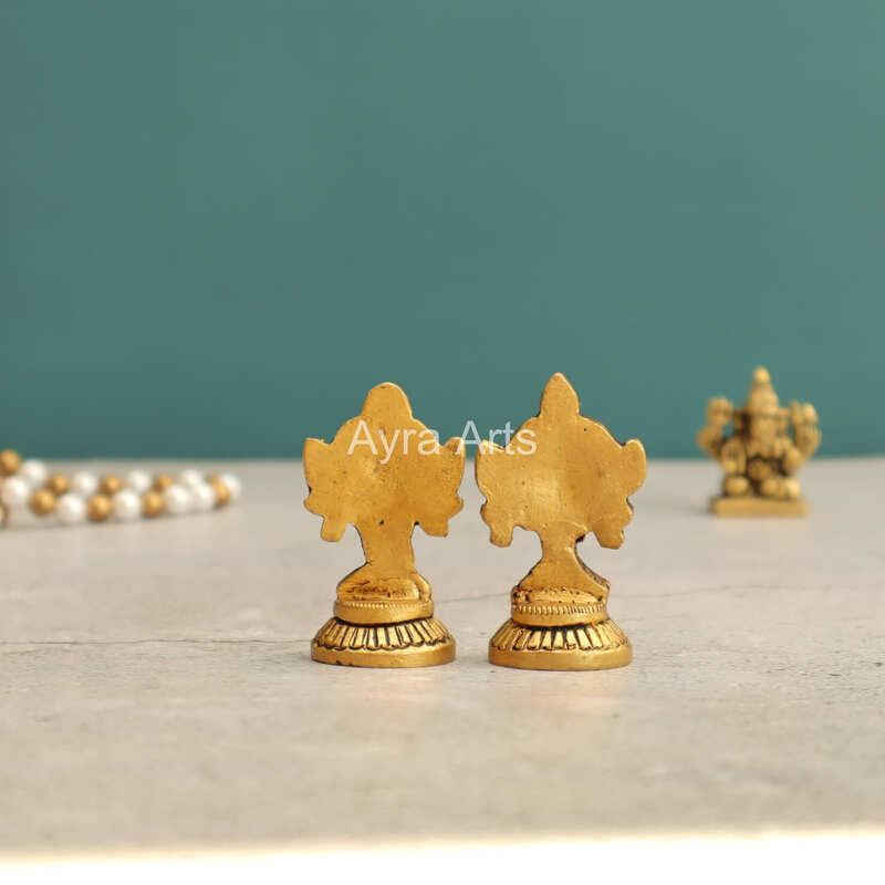 Brass Shankh Chakra Decor Set - 2.2 Inch Height