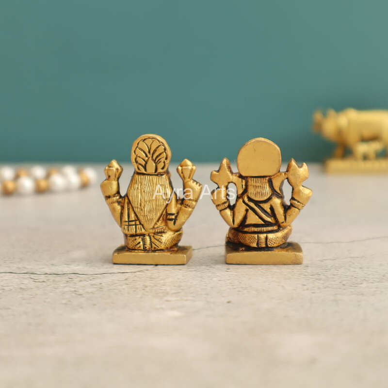 Brass Lakshmi Ganesh Small Idols Set of 2 - 1.5 Inch Height