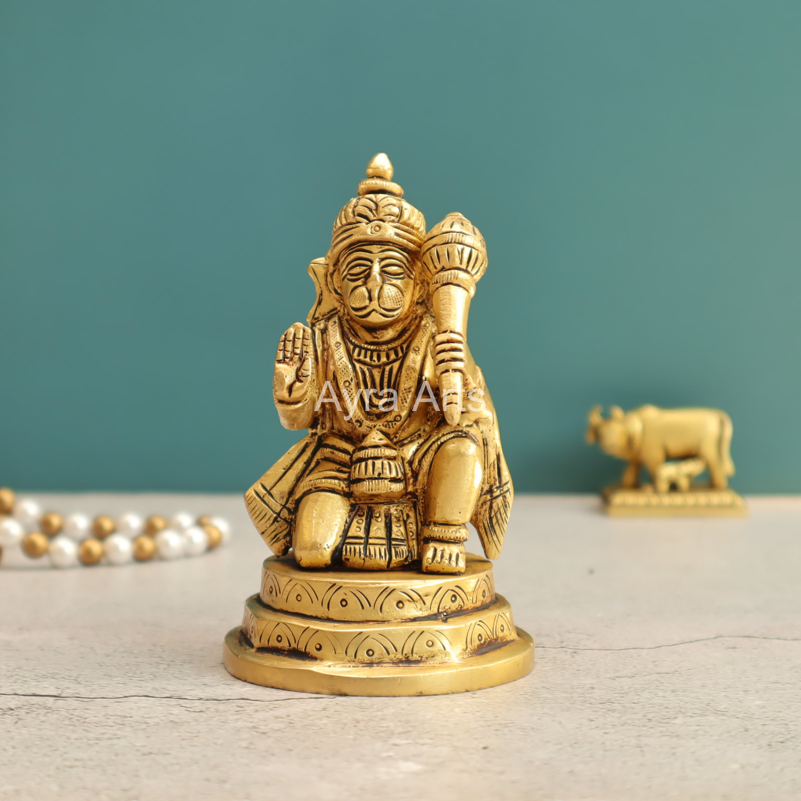 Blessing Hanuman Figurine in Brass - 4.5 Inch Height