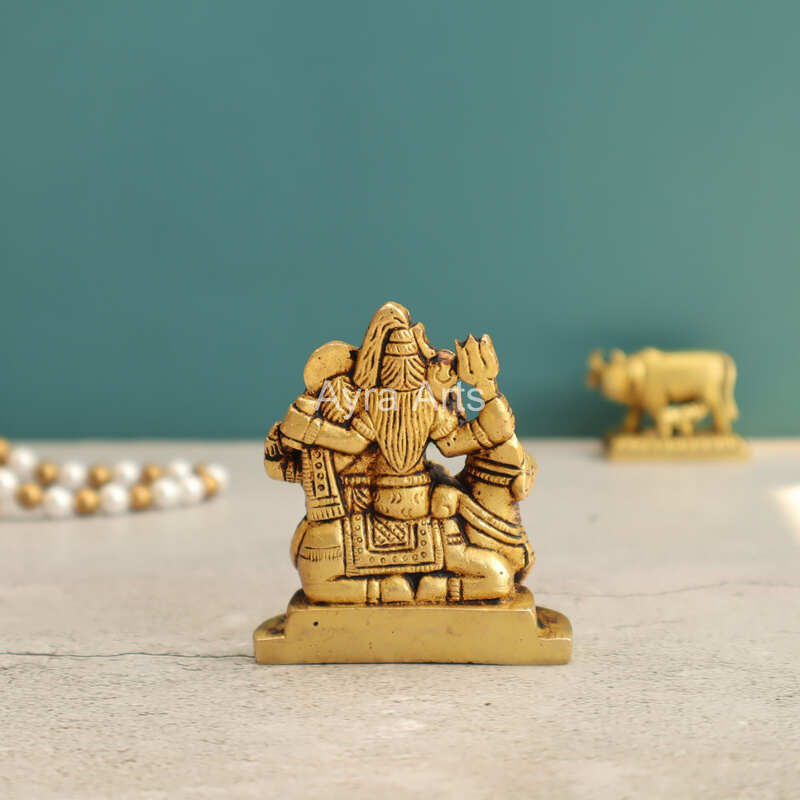 Shiv Parivar Bholenath Shankar Ganesh Family Murti Idol in Brass - 2.8 Inch Height