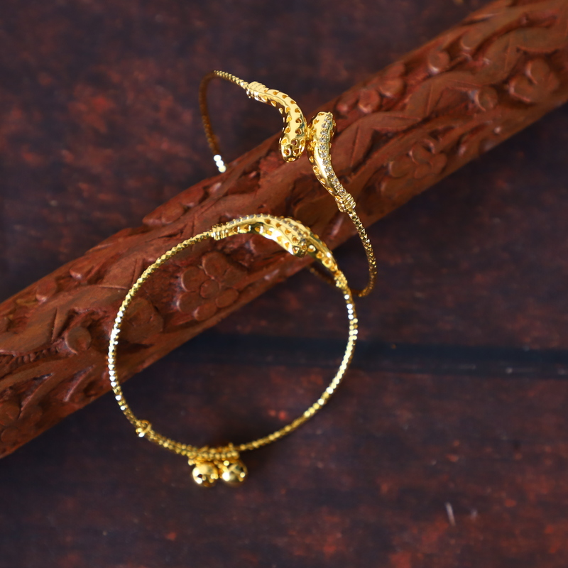 Gold-Plated Fancy Design Adjustable Bangle