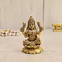 Elegant Brass Kamal Lakshmi Idol - 4 Inch Height