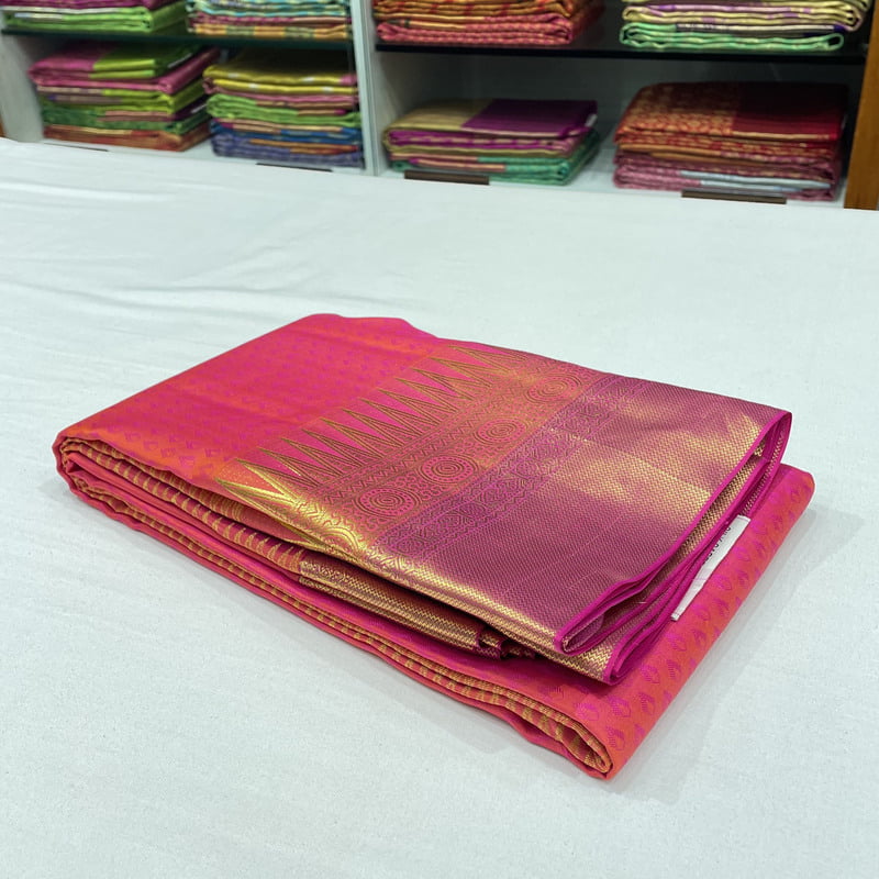 Salsa Pink Kanchipuram with Thilagam Embose