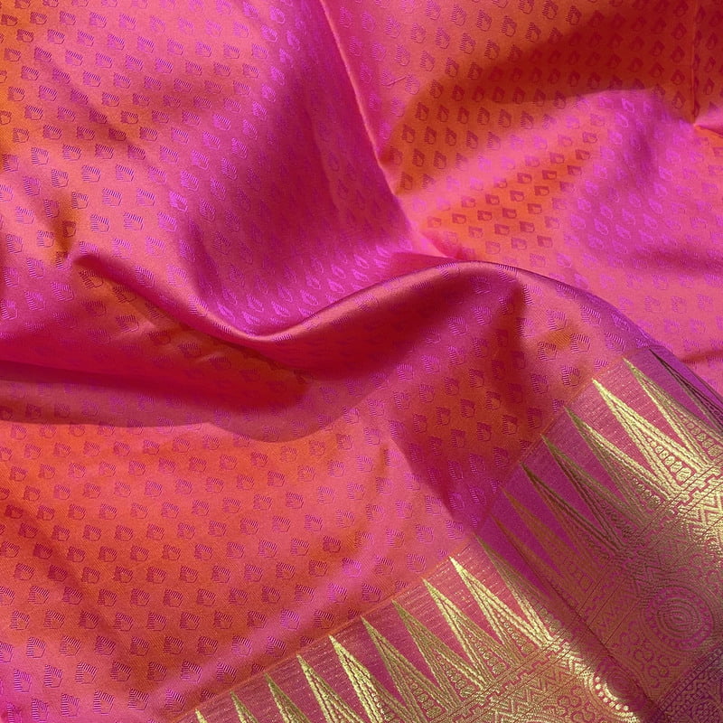 Salsa Pink Kanchipuram with Thilagam Embose