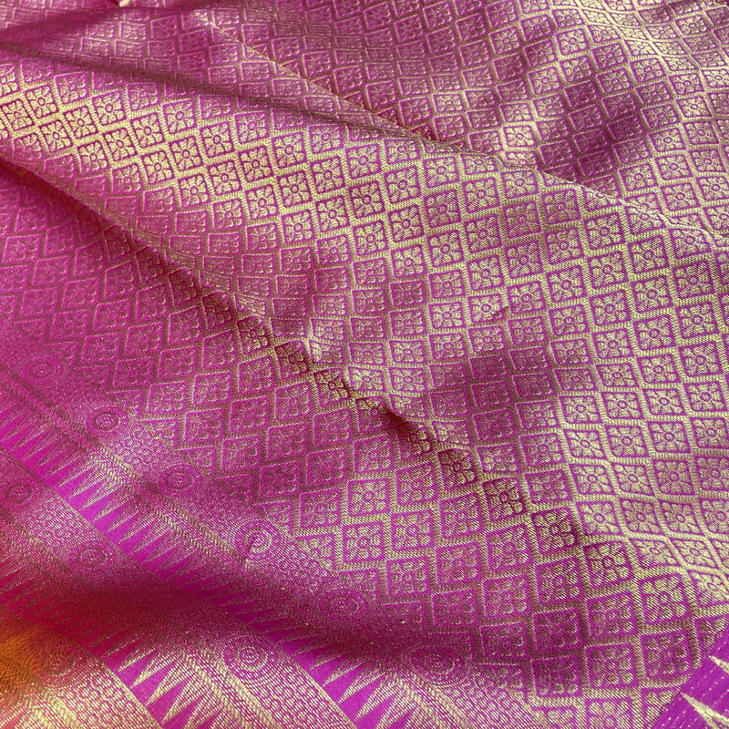 Salsa Pink Kanchipuram with Thilagam Embose
