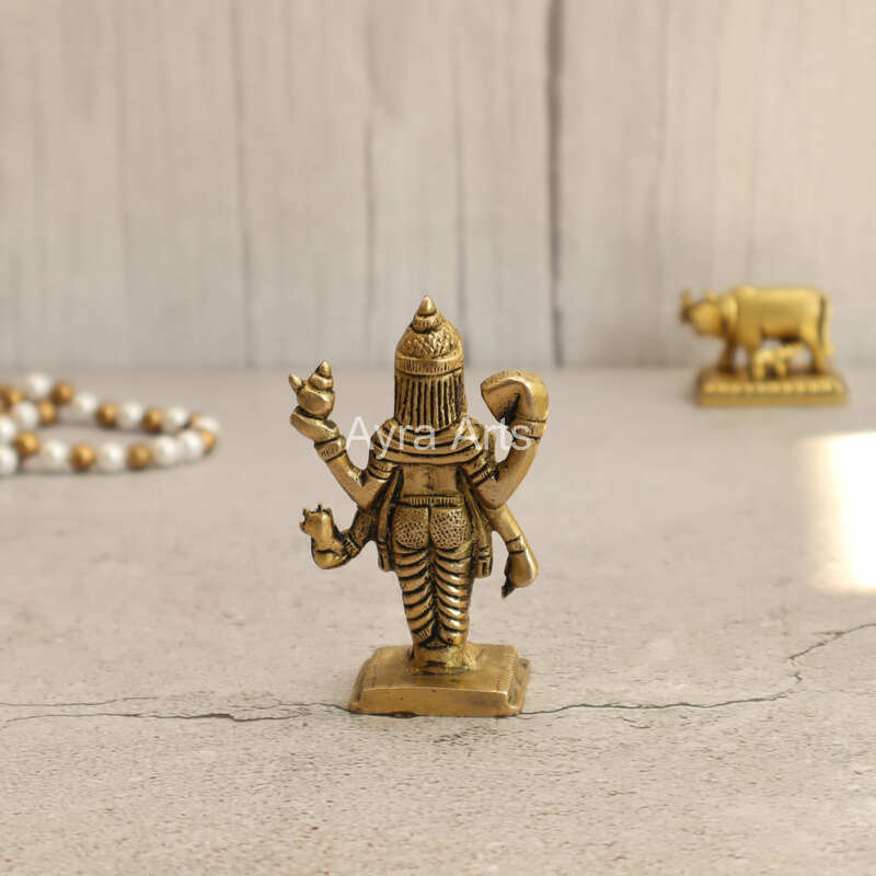 Lord Satyanarayana Swamy Brass Idol Buy Now for Divine Blessings - 3.2 inch Height