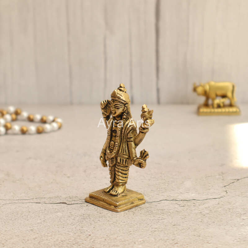 Lord Satyanarayana Swamy Brass Idol Buy Now for Divine Blessings - 3.2 inch Height