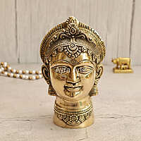 Brass Gauri Head Gangaur face Goddess Parvati Head Idol - 7 Inch Height