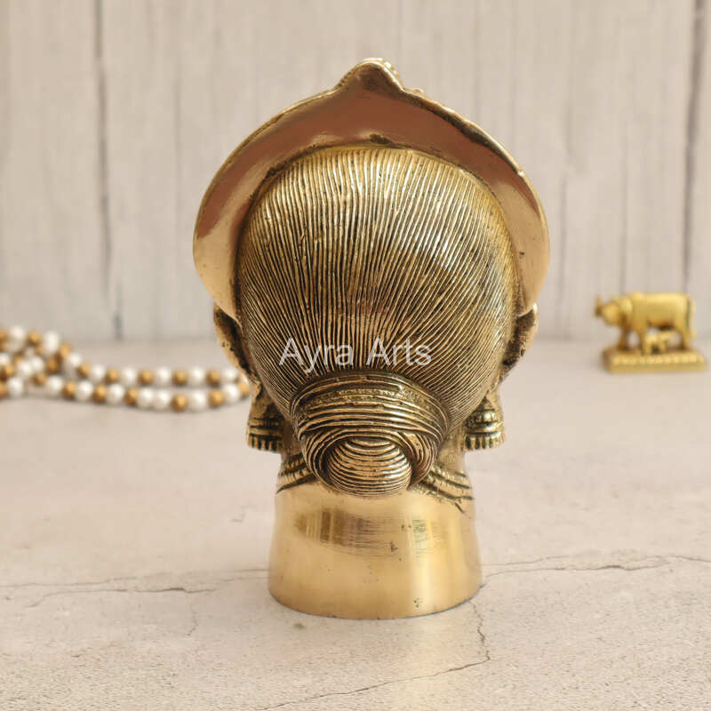 Brass Gauri Head Gangaur face Goddess Parvati Head Idol - 7 Inch Height