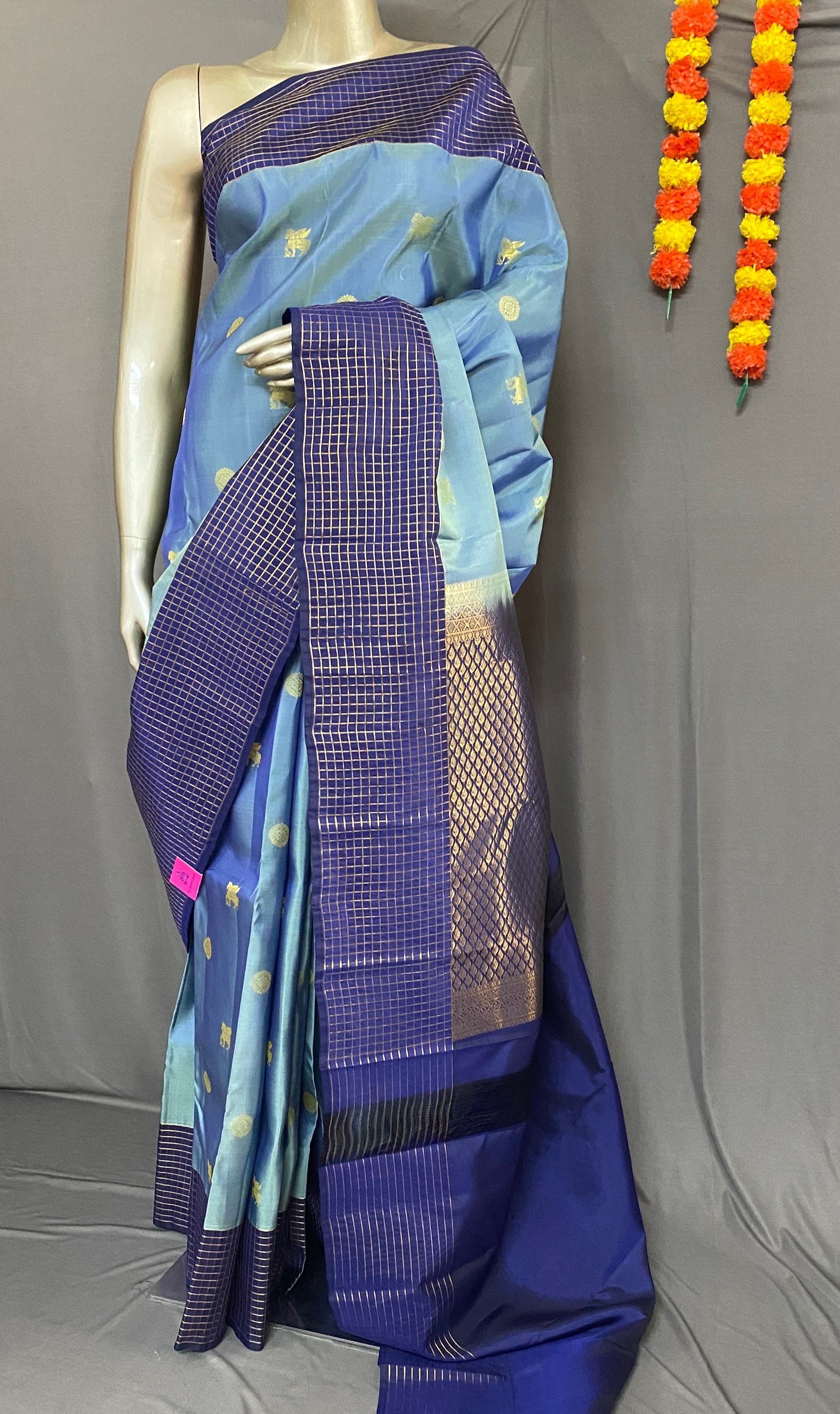 Asokka - The Grid Pattern Border Delights Saree 18271