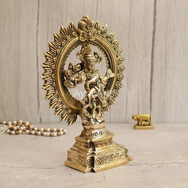 Lord Shiva as Nataraja Handmade Brass Statue - 10 Inch Height