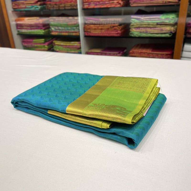 Meadow Green Kanchipuram with Leaf Green