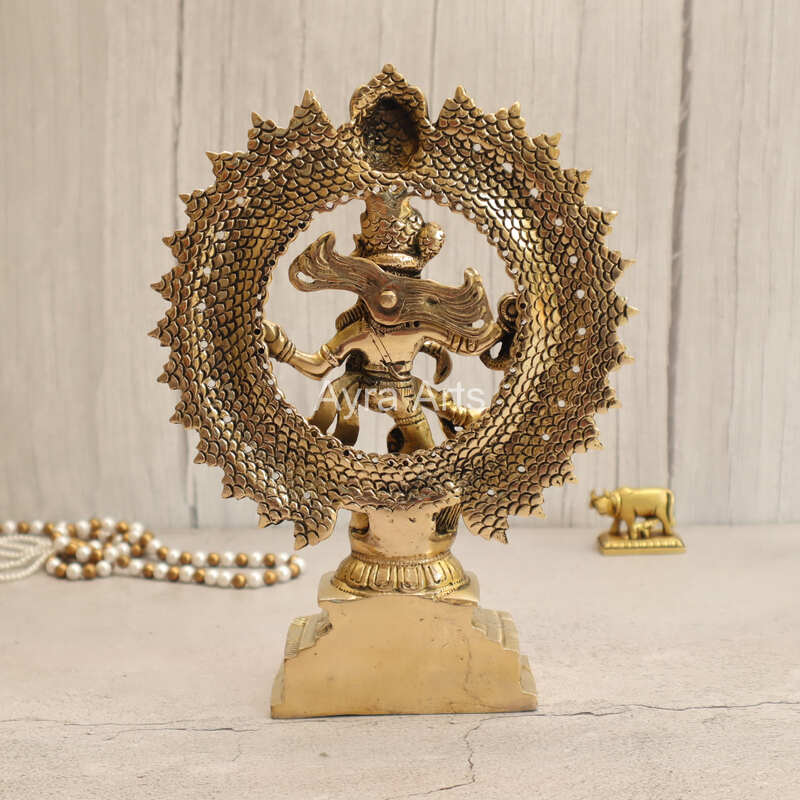 Lord Shiva as Nataraja Handmade Brass Statue - 10 Inch Height