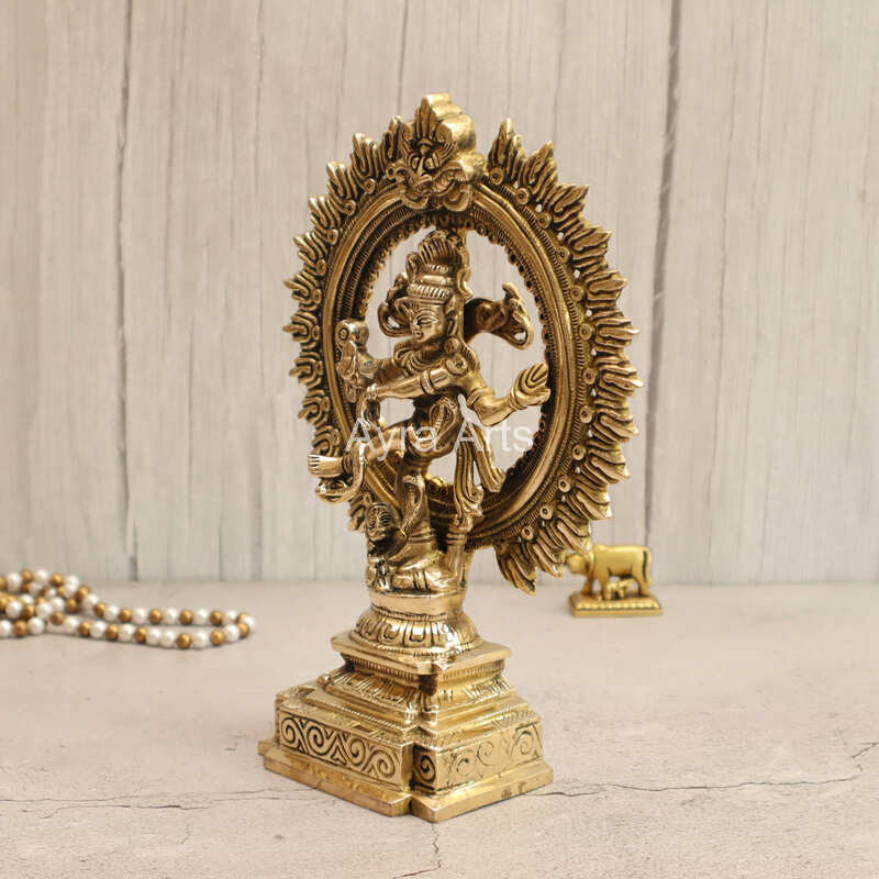 Lord Shiva as Nataraja Handmade Brass Statue - 10 Inch Height