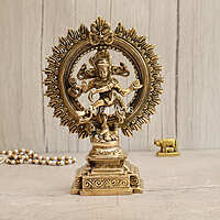 Lord Shiva as Nataraja Handmade Brass Statue  - 10 Inch Height