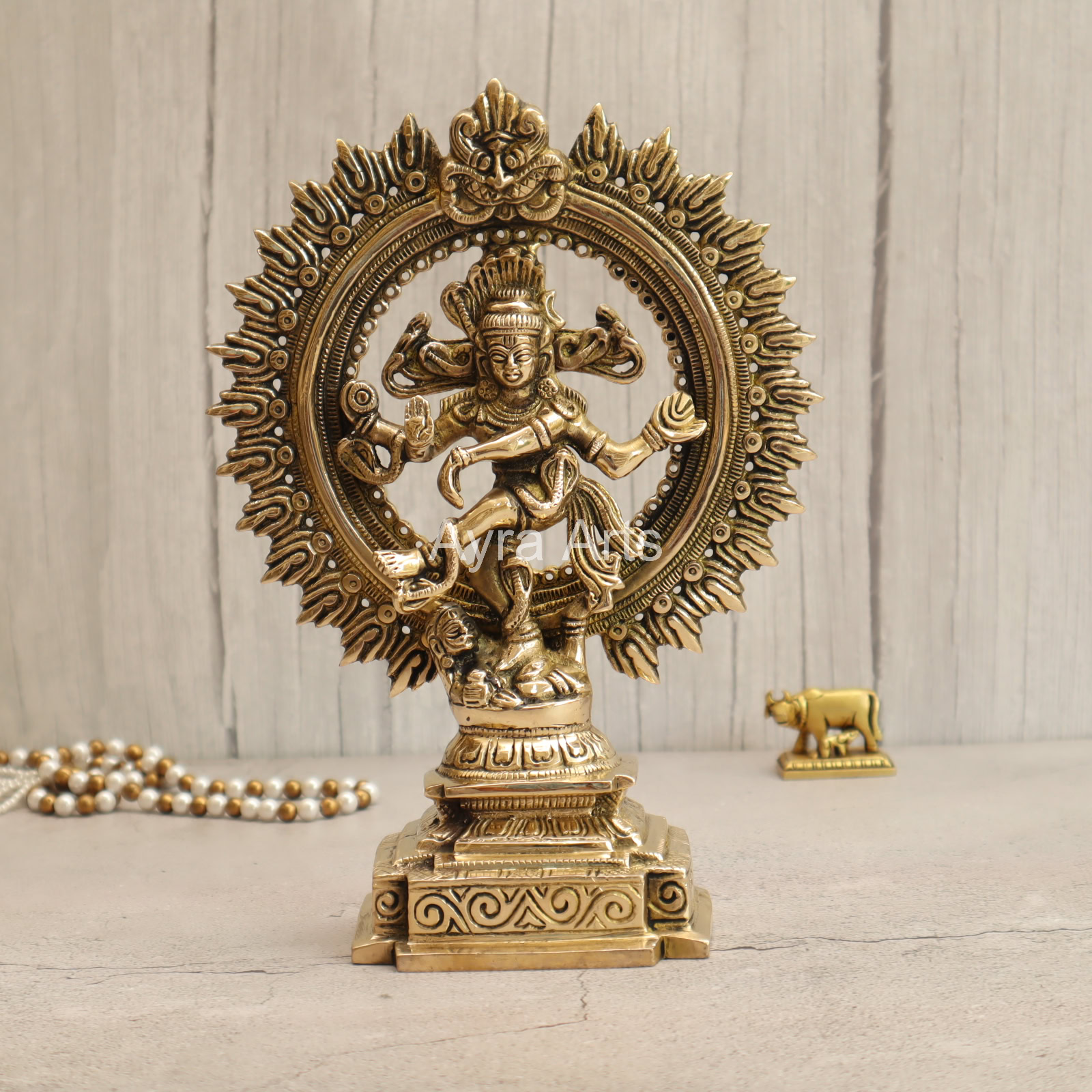 Lord Shiva as Nataraja Handmade Brass Statue  - 10 Inch Height