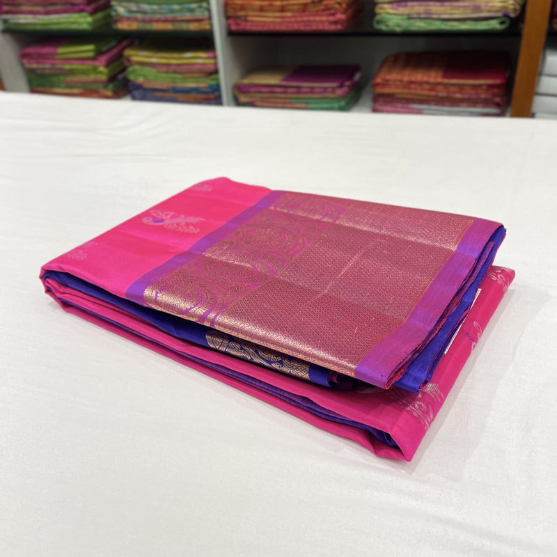 Twilight Pink Kanchipuram with Platinum Blue