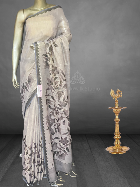 Madavi - The Linen Cotton Saree in Sequence Work 20492