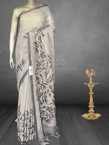 Madavi - The Linen Cotton Saree in Sequence Work 20492