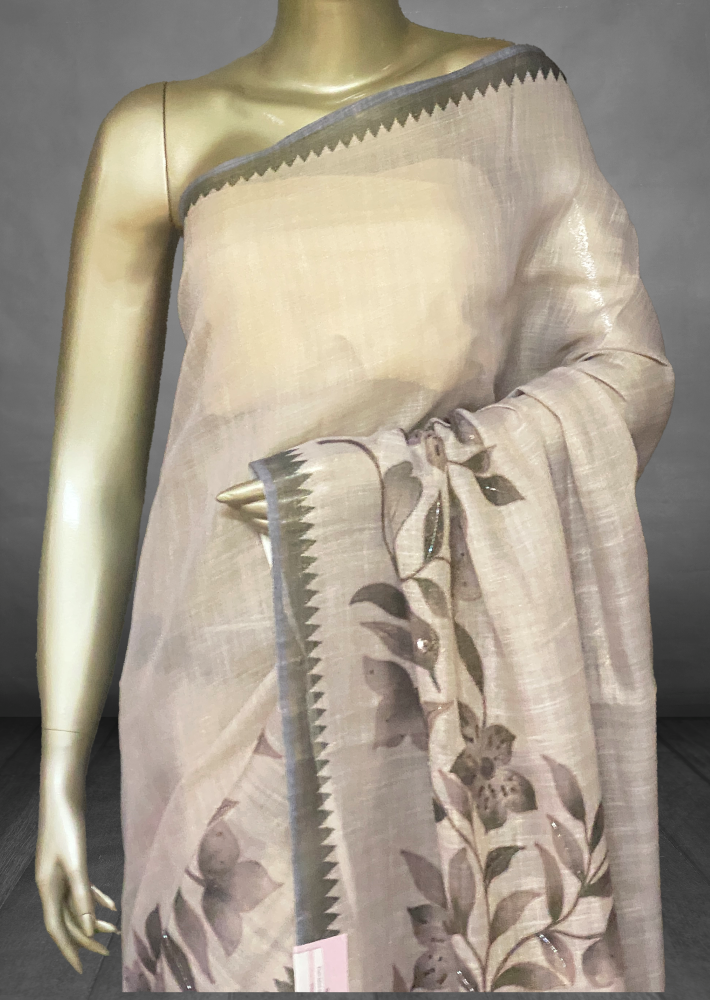Madavi - The Linen Cotton Saree in Sequence Work 20492