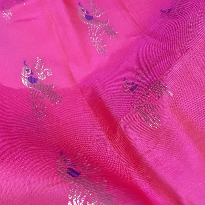 Twilight Pink Kanchipuram with Platinum Blue