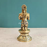 Hand Carved Brass Deep Lakshmi Paavai Vilakku Statue Holding in Deep - 9.5 Inch Height