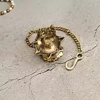 Brass Hanging Peacock Diya Lamp for Puja 7 Oil Wick with Chain for Home Decoration - 3 Inch Length