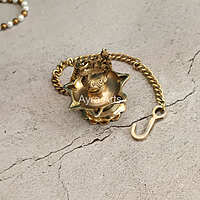 Brass Hanging Peacock Diya Lamp for Puja 7 Oil Wick with Chain for Home Decoration - 3 Inch Length