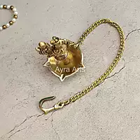 Brass Peacock Five Wick Petal Hanging Diya for Home Temple - 3 Inch Length