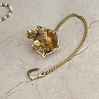 Brass Peacock Five Wick Petal Hanging Diya for Home Temple - 3 Inch Length