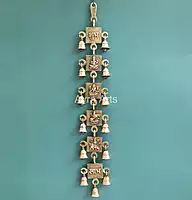 Brass Ganesha Lakshmi Saraswati Durga Shubh And Labh Hanging Bell - 21 Inch Height