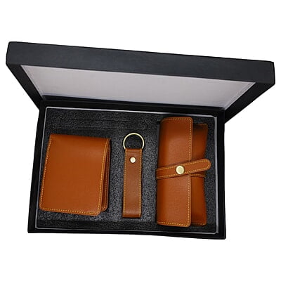Men Purse Wallet Keychain Brown