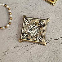 Brass Square Traditional Pooja Chowki Stool - 3 Inch Length