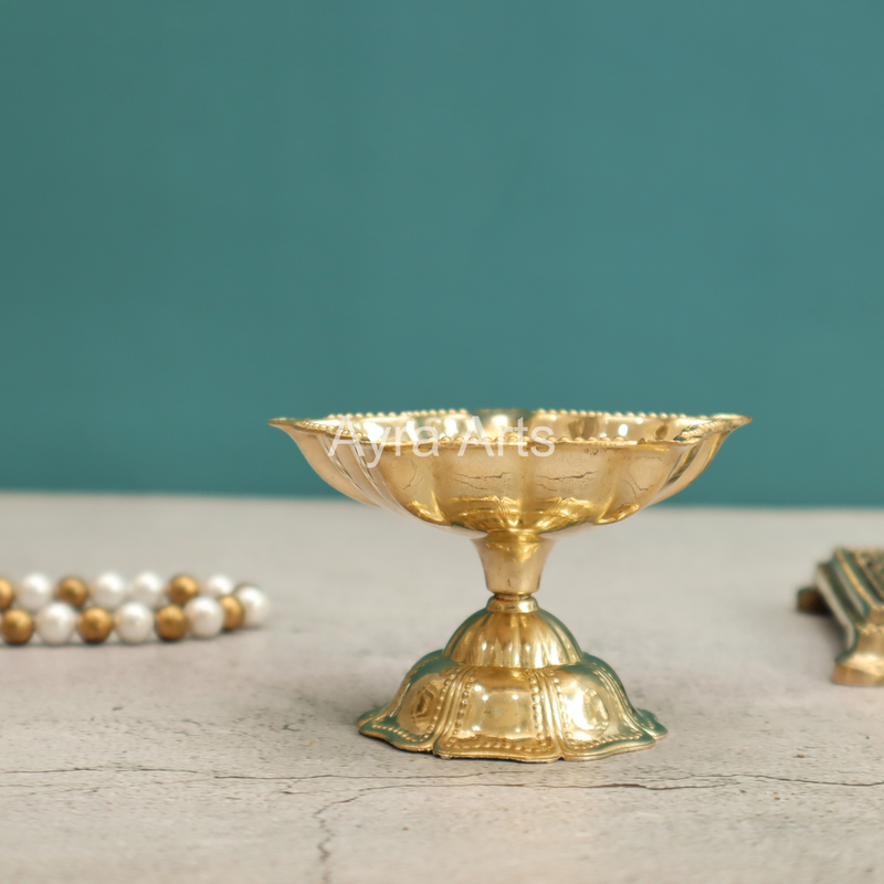 Five Wick Light Weight Brass Diya - 2 Inch Height