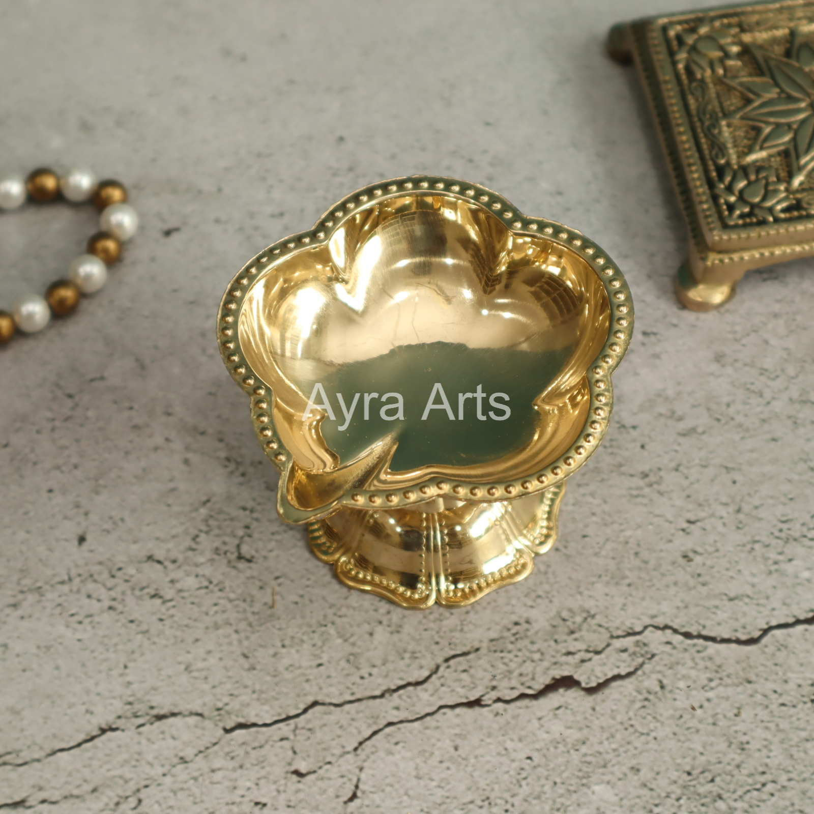 One Wick Light Weight Brass Diya - 2 Inch Height