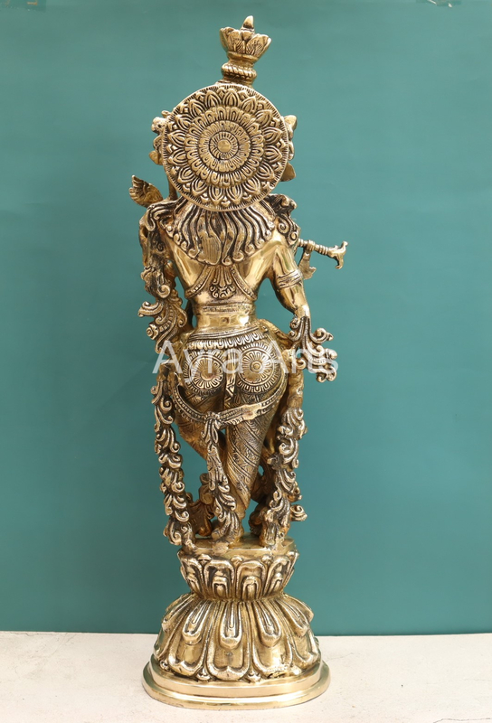 Stunning Brass Shree Krishna Idol - 26 Inch Height