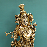 Stunning Brass Shree Krishna Idol - 26 Inch Height