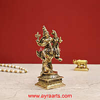Lord Vishnu Lakshmi Seated on Garuda in Brass - 5.5 inch Height