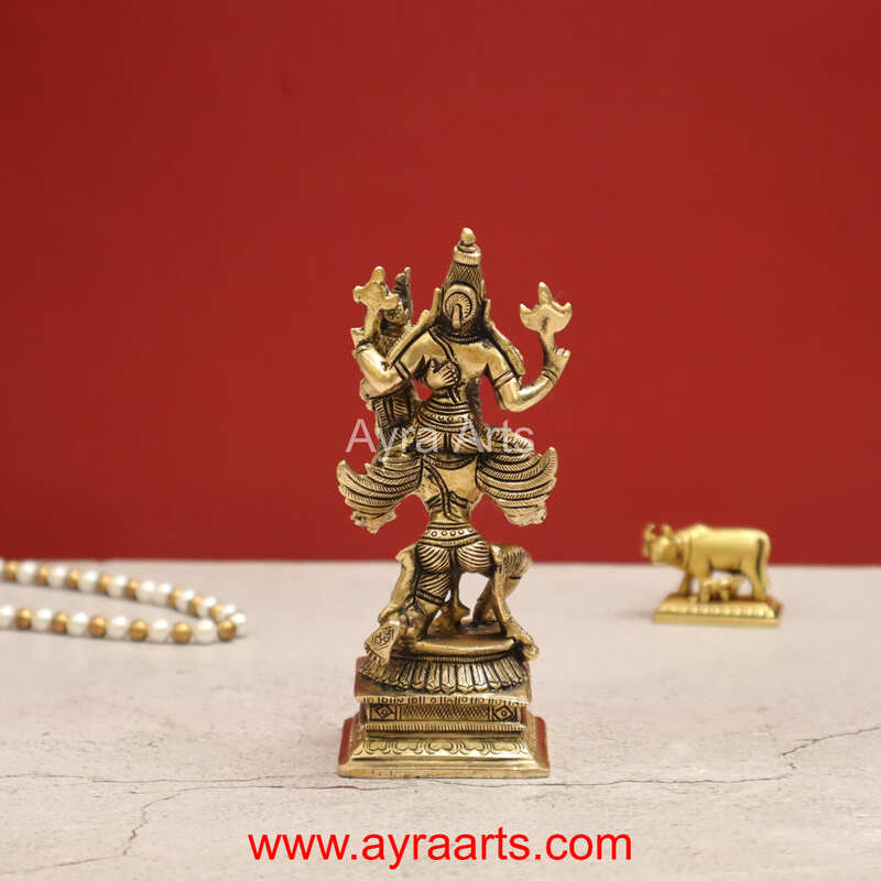 Lord Vishnu Lakshmi Seated on Garuda in Brass - 5.5 inch Height
