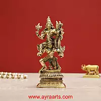 Lord Vishnu Lakshmi Seated on Garuda in Brass - 5.5 inch Height